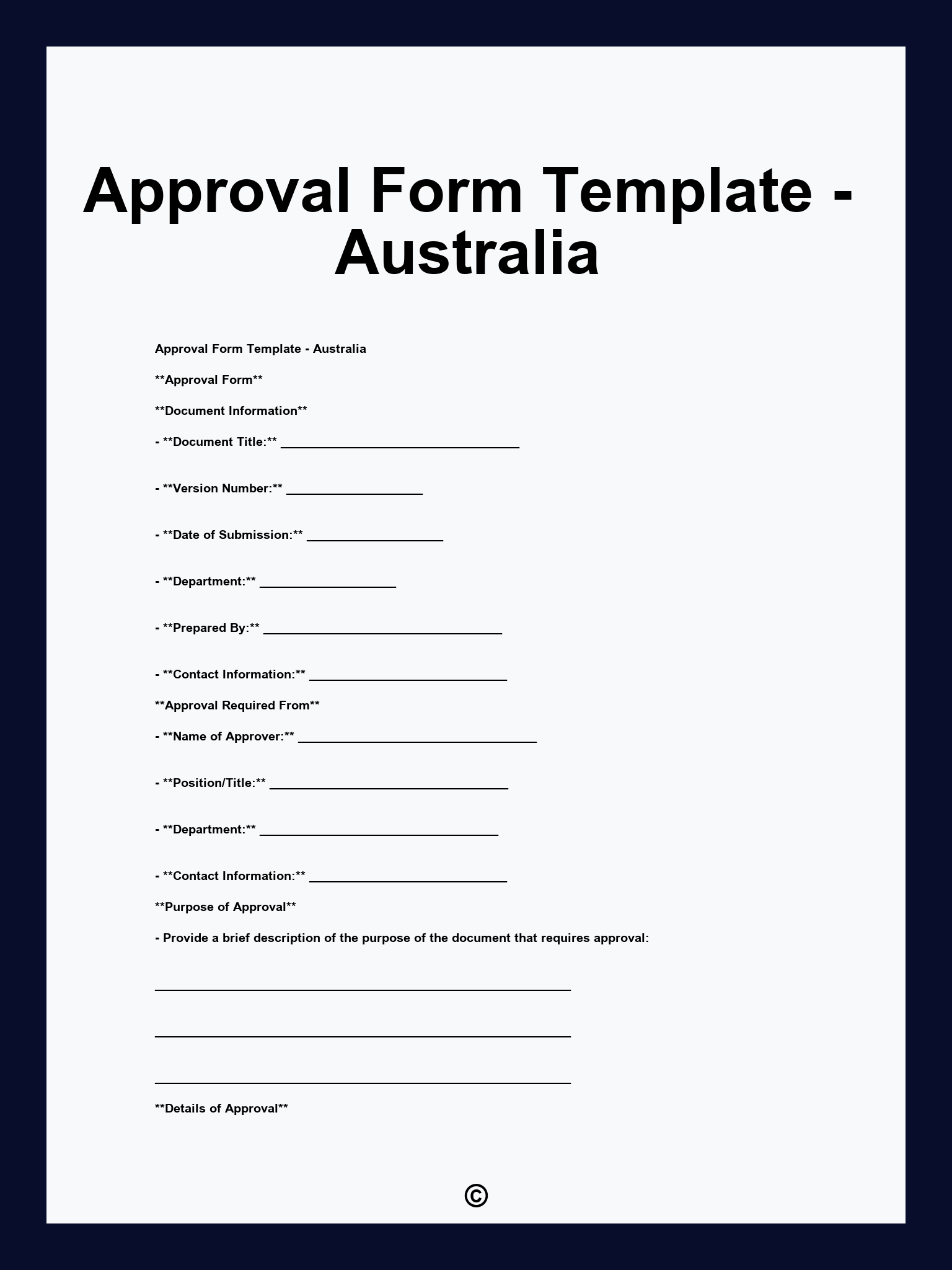 Approval Form Template - Australia