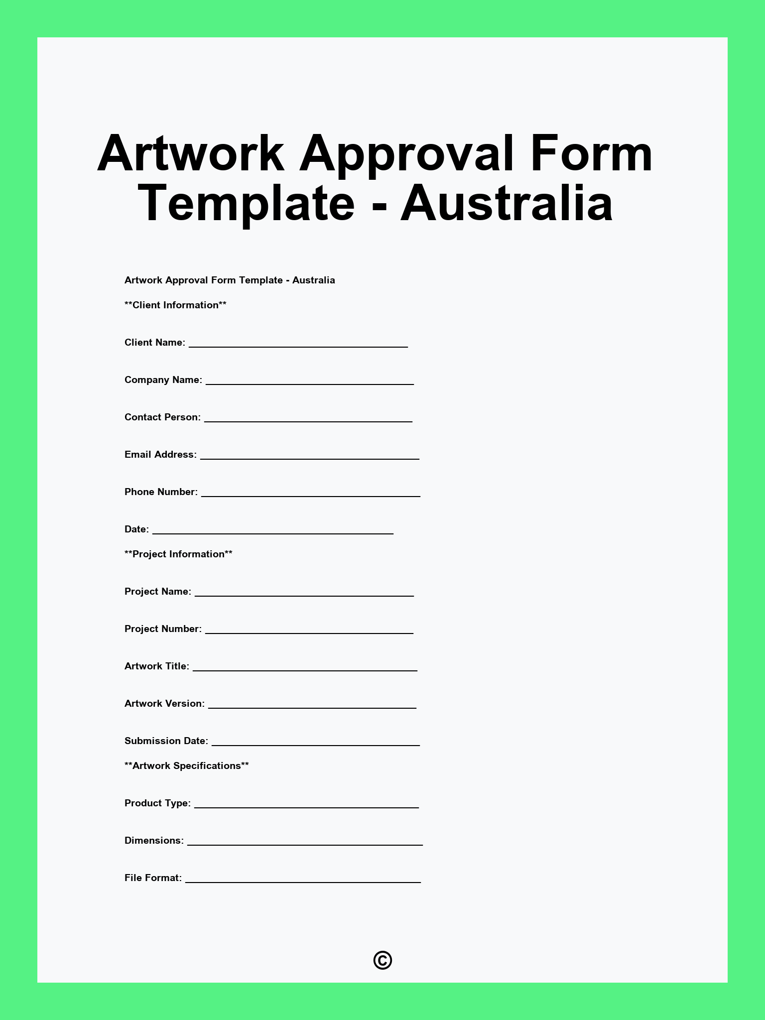 Artwork Approval Form Template - Australia