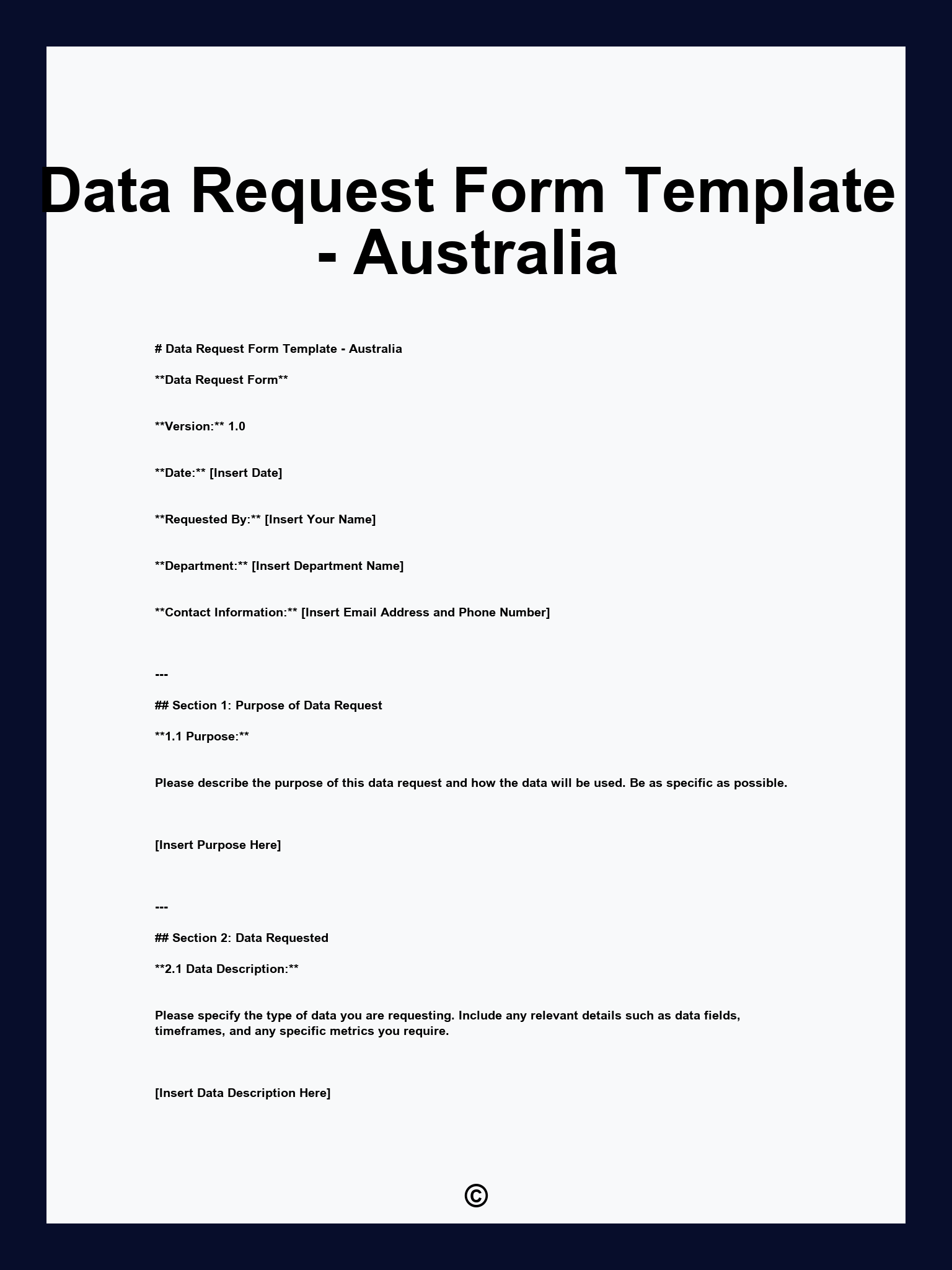 Data Request Form Template - Australia