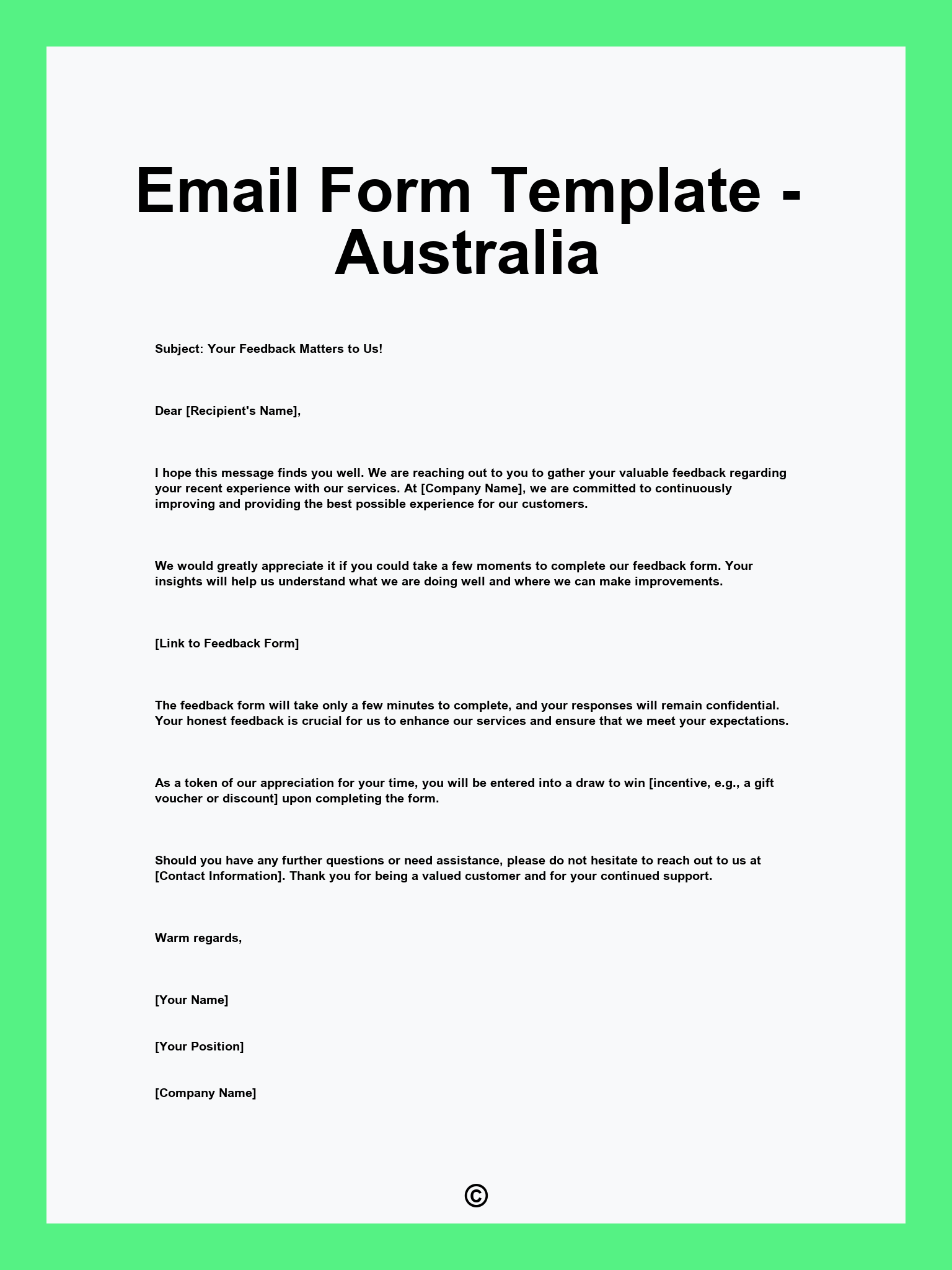 Email Form Template - Australia