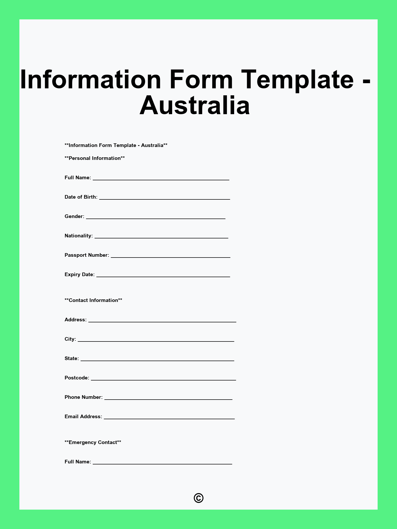Information Form Template - Australia