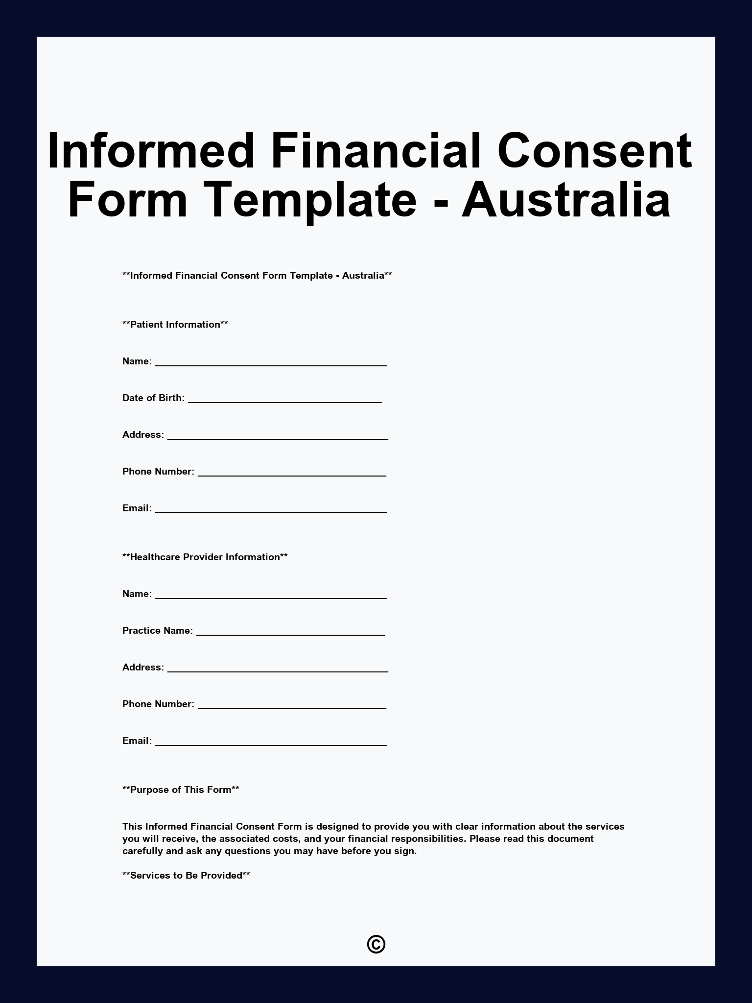 Informed Financial Consent Form Template - Australia