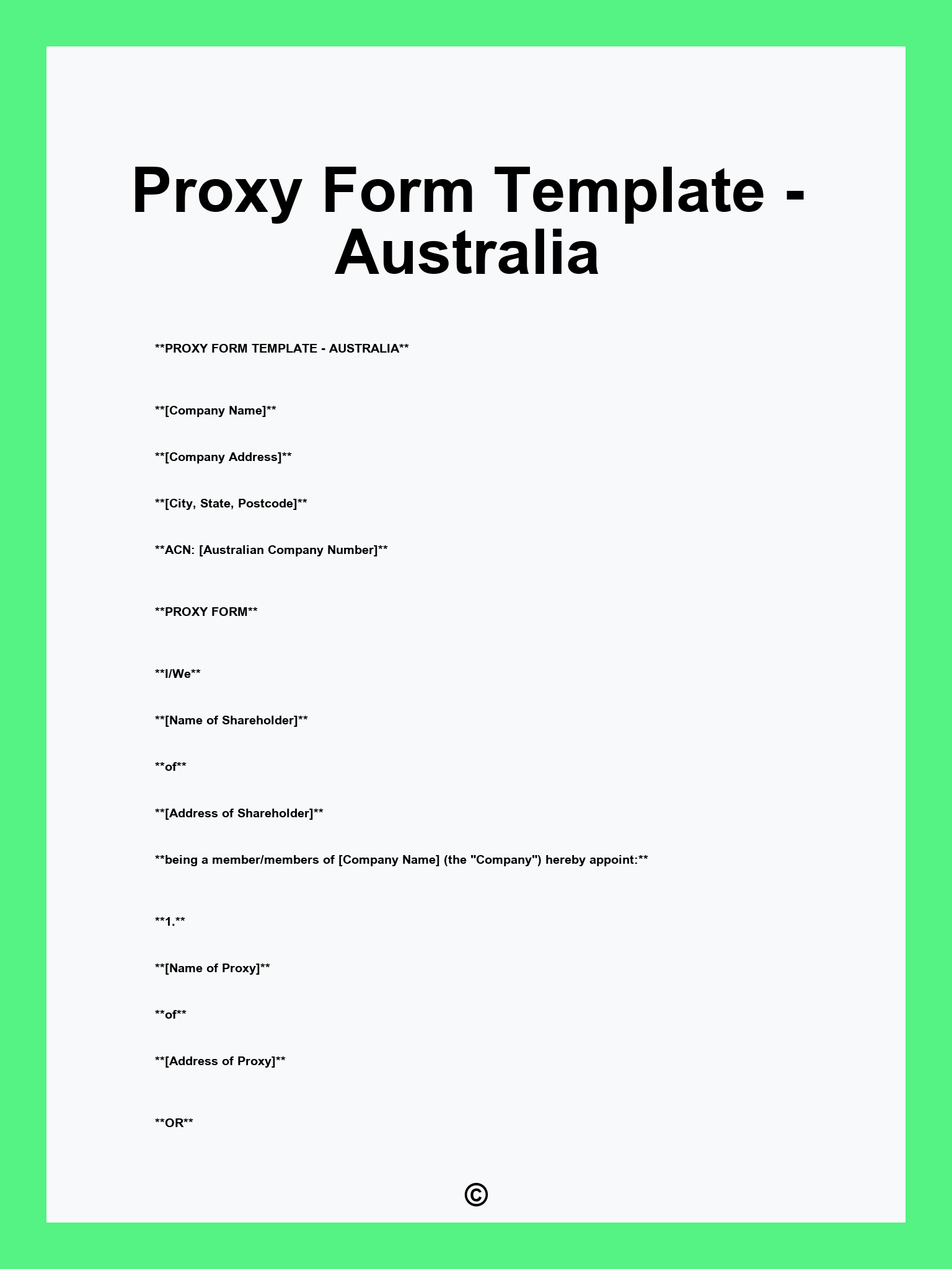 Proxy Form Template - Australia