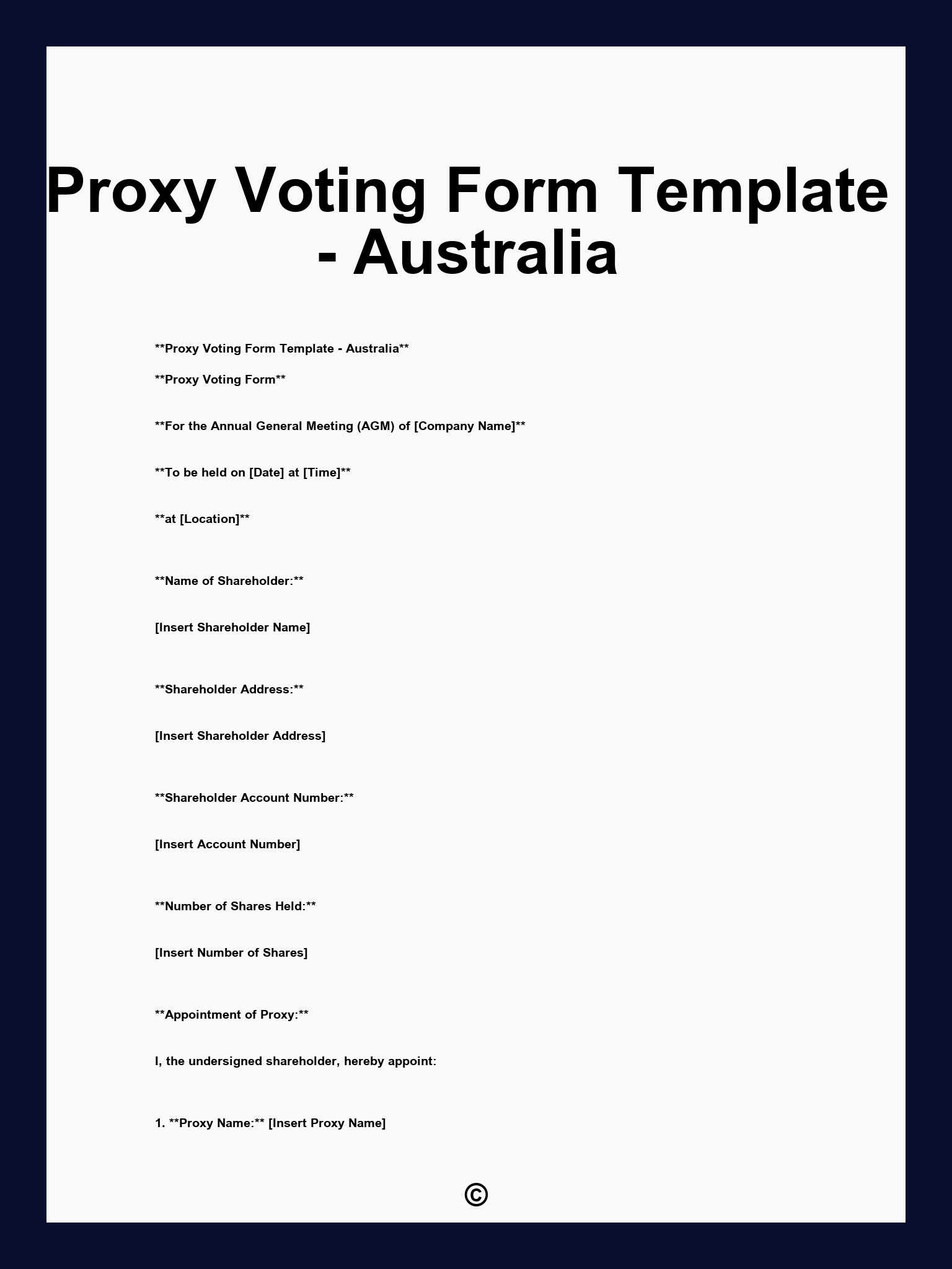Proxy Voting Form Template - Australia
