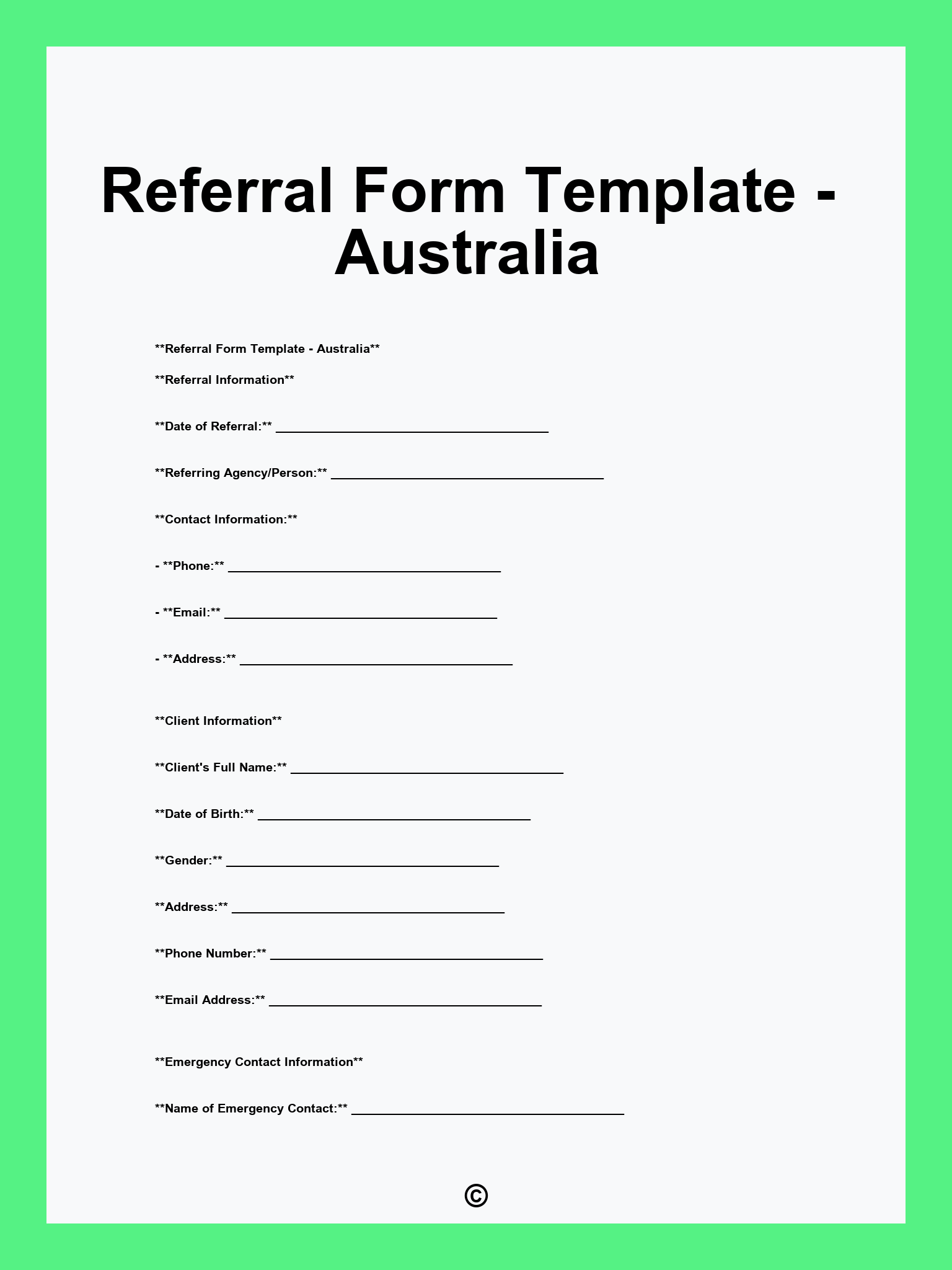 Referral Form Template - Australia