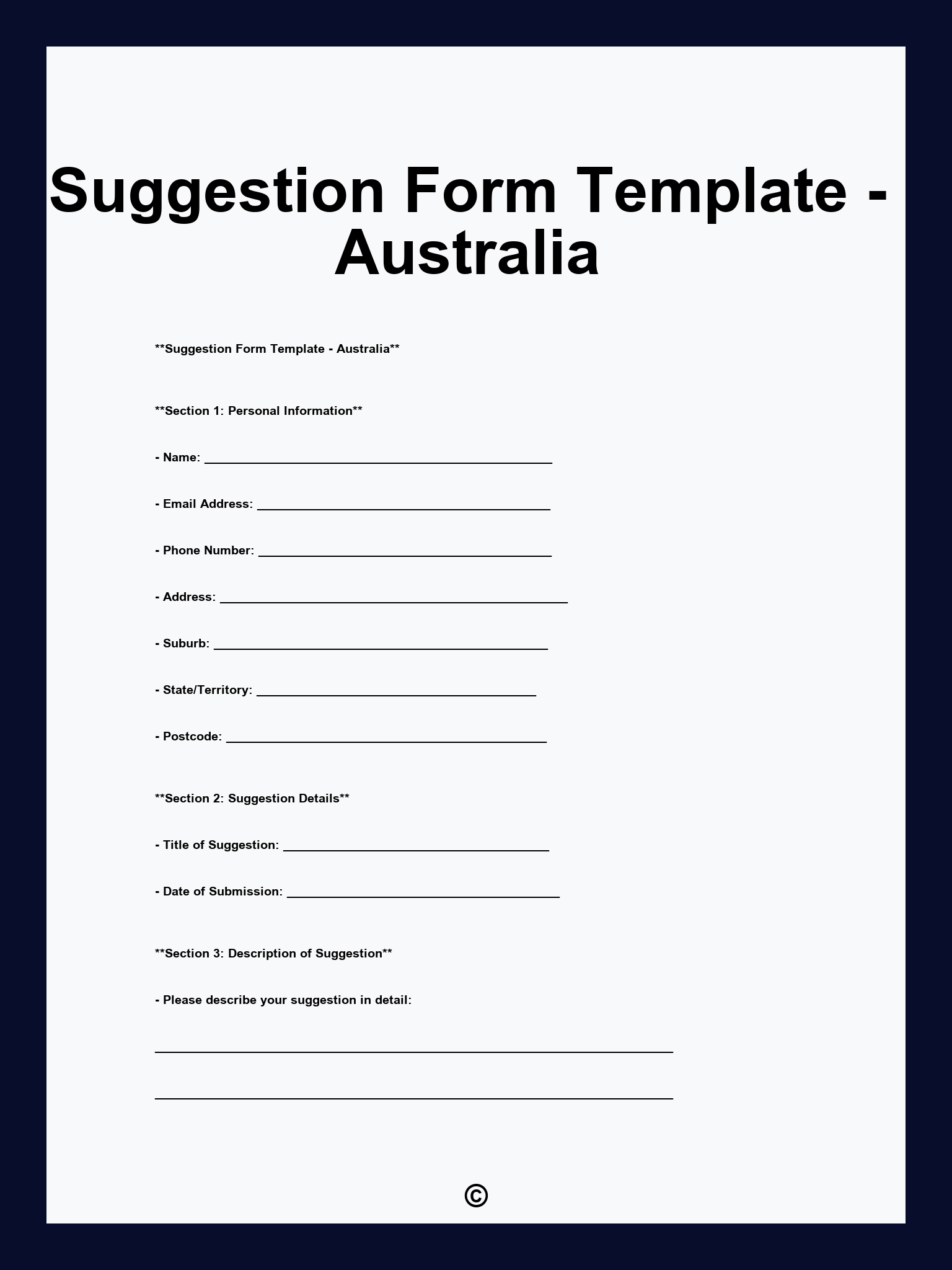 Suggestion Form Template - Australia