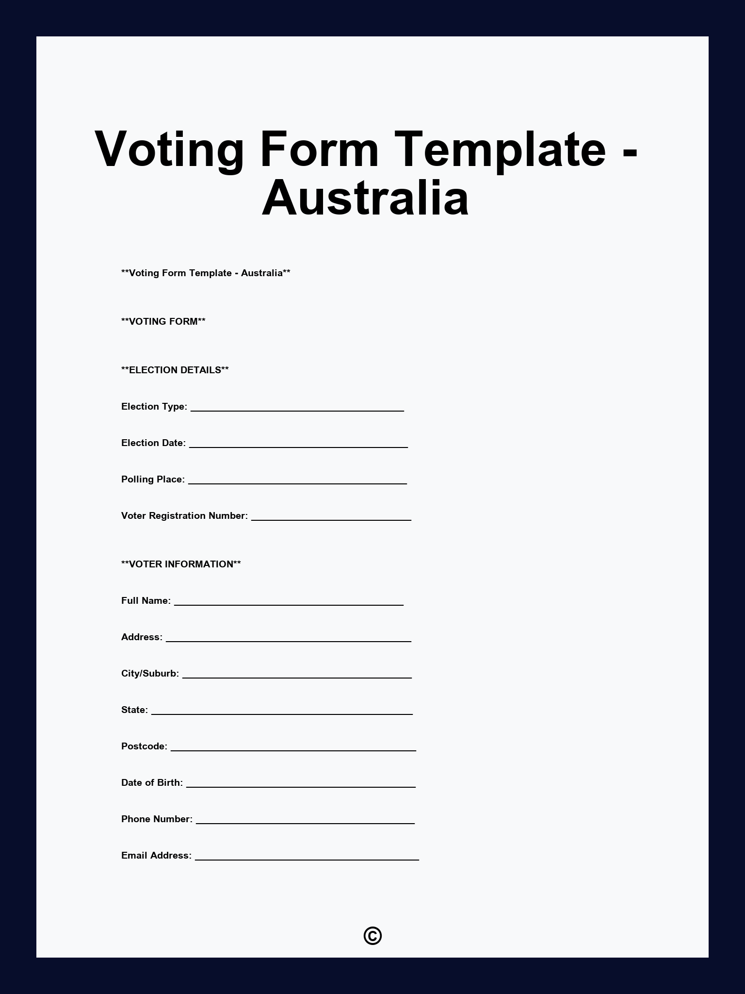 Voting Form Template - Australia